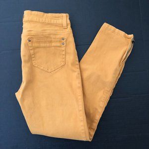 1.2.3 Women Jeans Size 38 = 8 Mustard Brown Skinny Anckle Zipper Stretch
